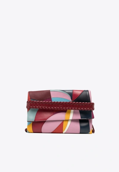 Shop Chloé Abstract Patchwork Clutch In Multicolor