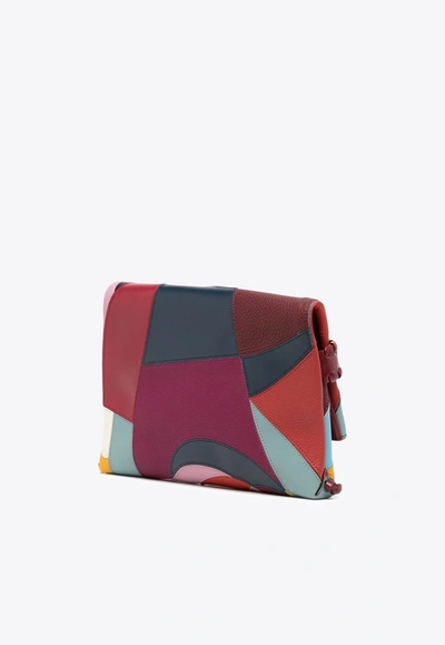 Shop Chloé Abstract Patchwork Clutch In Multicolor