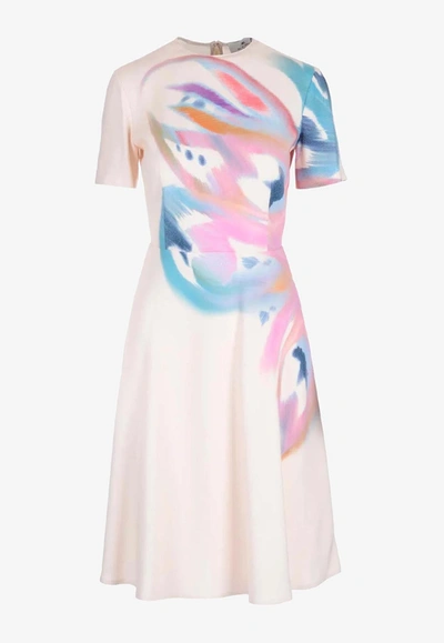 Shop Etro Abstract-print Midi Dress In Beige