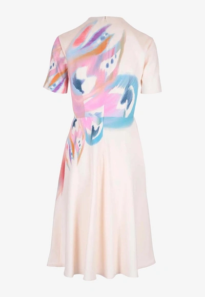 Shop Etro Abstract-print Midi Dress In Beige