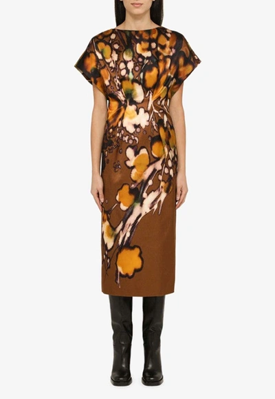 Shop Dries Van Noten Abstract-printed Midi Dress In Multicolor