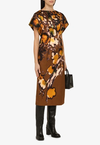Shop Dries Van Noten Abstract-printed Midi Dress In Multicolor
