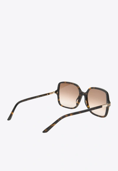 Shop Gucci Acetate Butterfly Sunglasses In Brown