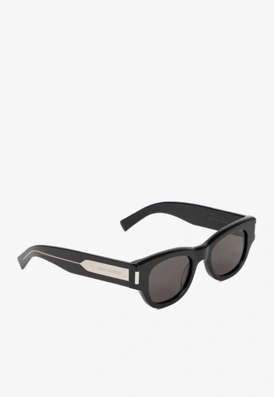 Shop Saint Laurent Acetate Square Sunglasses In Gray