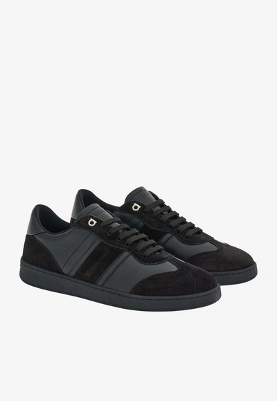 Ferragamo Achille 1 Low-top Sneakers In Leather In Black
