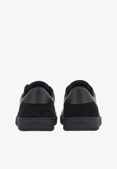 Ferragamo Achille 1 Low-top Sneakers In Leather In Black