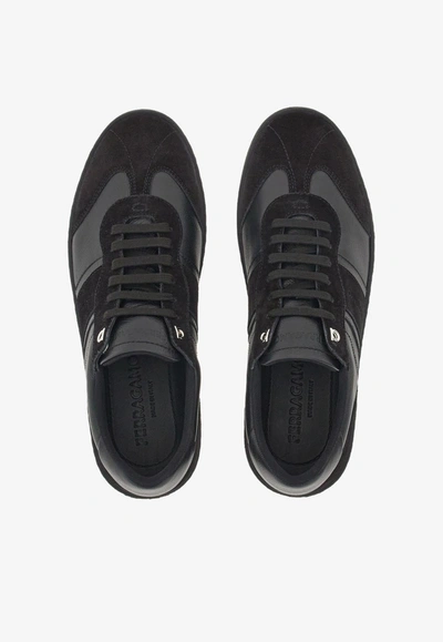 Ferragamo Achille 1 Low-top Sneakers In Leather In Black