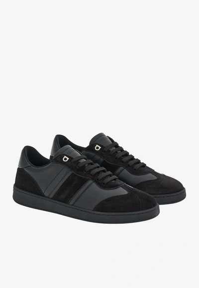 Ferragamo Achille 1 Low-top Sneakers In Leather In Black