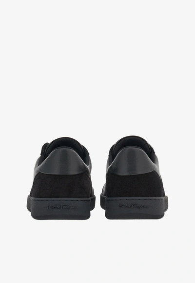 Ferragamo Achille 1 Low-top Sneakers In Leather In Black