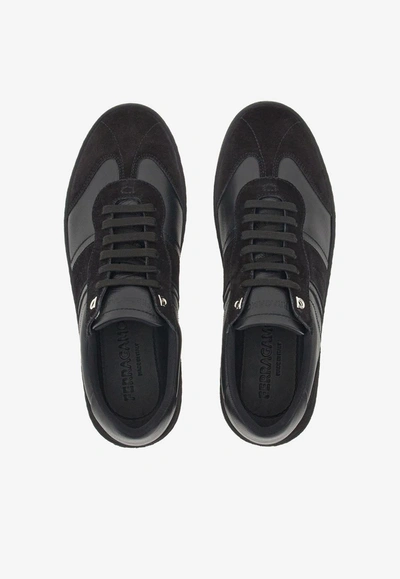 Ferragamo Achille 1 Low-top Sneakers In Leather In Black