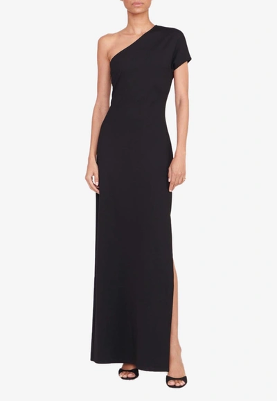 Shop Staud Adalynn One-shoulder Maxi Dress In Black