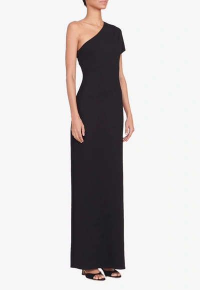 Shop Staud Adalynn One-shoulder Maxi Dress In Black
