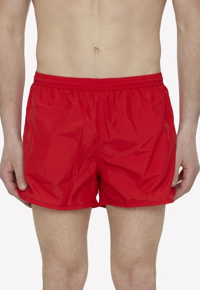 Shop Ami Alexandre Mattiussi Adc Logo Swim Shorts In Red