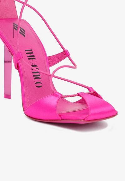 Shop Attico Adele 105 Satin Lace-up Pumps In Pink