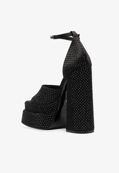 Versace Aevitas 140 Medusa Crystal-embellished Platform Sandals In Black