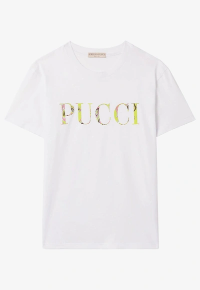 Shop Emilio Pucci Africana Logo Print T-shirt In White