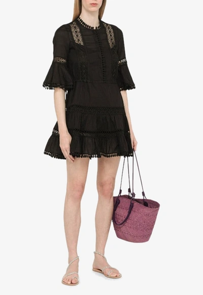 Shop Charo Ruiz Agatha Lace-trimmed Mini Dress In Black