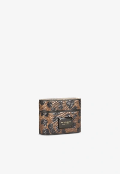 Dolce & Gabbana Airpods Pro Case In Dauphine Calfskin In Brown