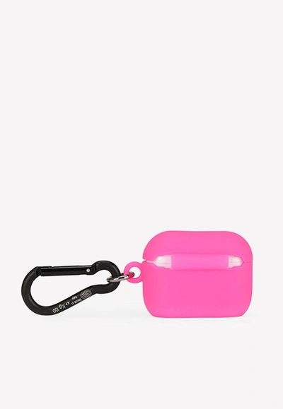 Shop Dolce & Gabbana Airpods Pro Dg Logo Rubber Case In Fuchsia