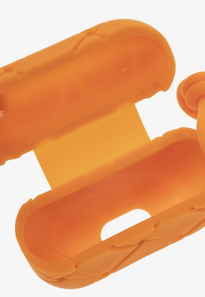 Shop Bottega Veneta Airpods Pro Intrecciato Rubber Case In Orange