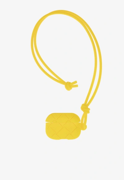 Shop Bottega Veneta Airpods Pro Intrecciato Rubber Case In Lemon