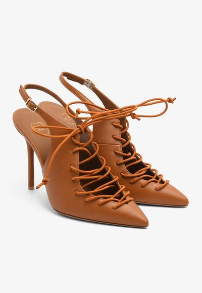 Shop Malone Souliers Alessandra 100 Lace-up Pumps In Brown
