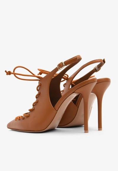 Shop Malone Souliers Alessandra 100 Lace-up Pumps In Brown