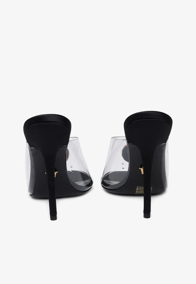 Versace Medusa Clear Stiletto Mule Sandals In Transparent