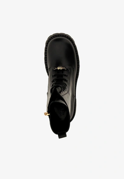 Versace Vagabond Lace-up Army Boots In Black