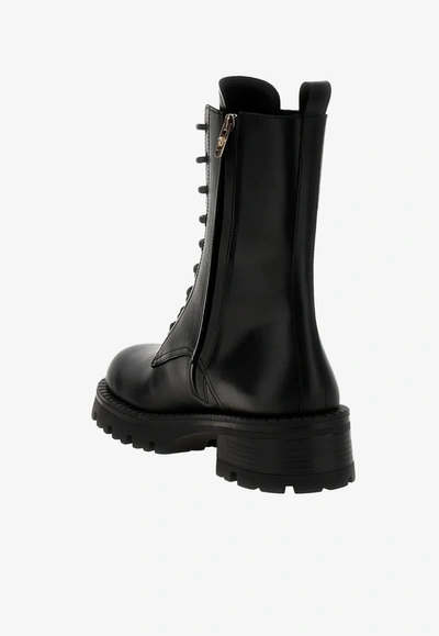 Versace Vagabond Lace-up Army Boots In Black