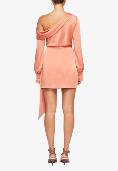 Simkhai Alice One-shoulder Satin Top In Coral