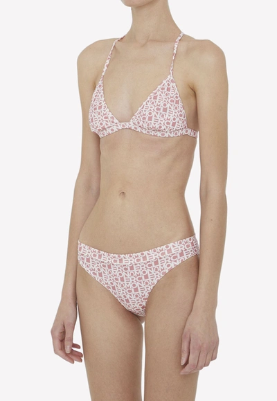 Shop Moncler All-over Logo Bikini Set In Pink