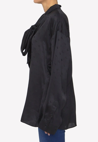 Shop Balenciaga All-over Logo Jacquard Blouse In Black