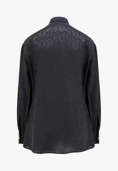 Shop Versace All-over Logo Jacquard Shirt In Black