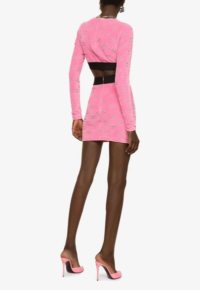 Shop Dolce & Gabbana All-over Logo Mini Skirt In Pink