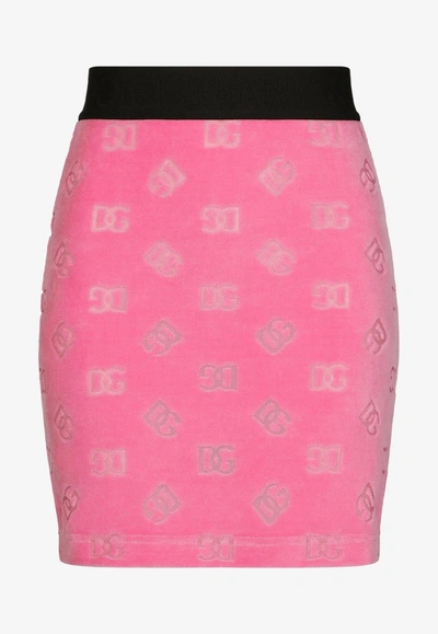 Shop Dolce & Gabbana All-over Logo Mini Skirt In Pink