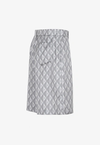 Shop Dior All-over Logo Monogram Shorts In Gray