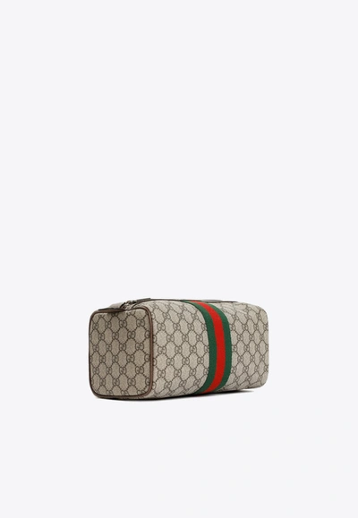 Shop Gucci All-over Logo Pouch Bag In Nude