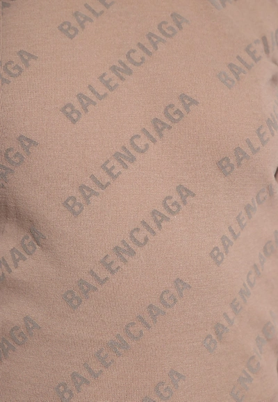 Shop Balenciaga All-over Logo Print Top In Brown