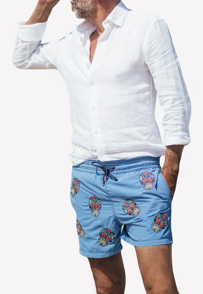 Les Canebiers All-over Mex Print Swim Shorts In Blue