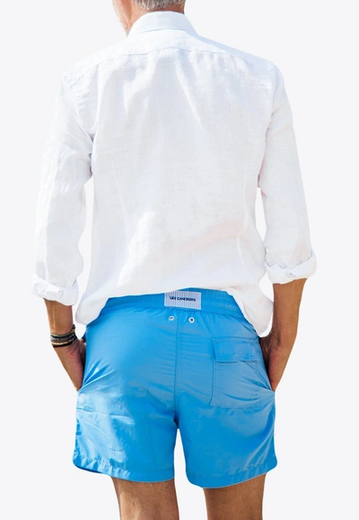 Les Canebiers All-over Saint-barth Embroidered Swim Shorts In Blue