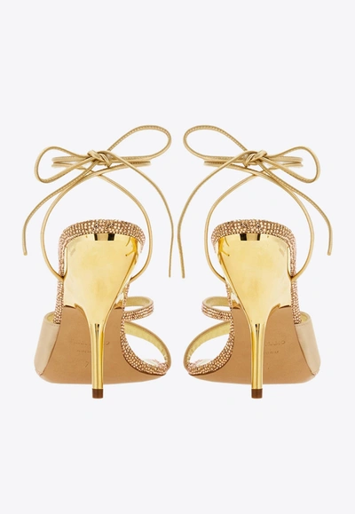 Shop Ferragamo Allegra 105 Crystal Embellished Sandals In Gold