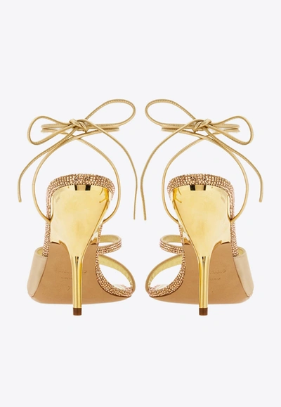 Ferragamo Allegra 105 Crystal Embellished Sandals In Gold