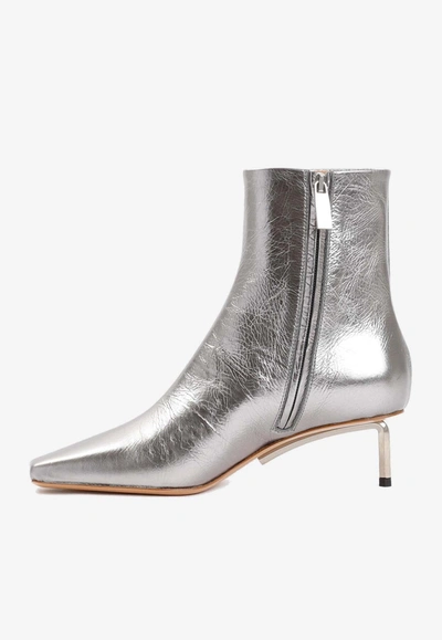Shop Off-white Allen 50 Ankle Boots In Metallic Leather In Silver