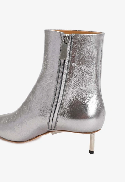 Shop Off-white Allen 50 Ankle Boots In Metallic Leather In Silver