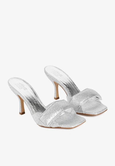 Gia Borghini Alodie 85 Glitter Mules In Silver