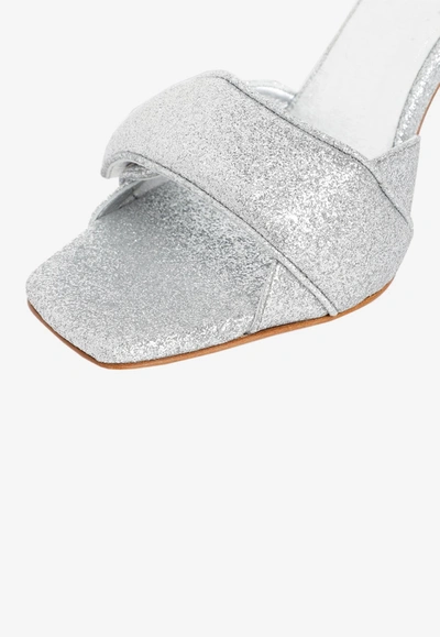 Gia Borghini Alodie 85 Glitter Mules In Silver