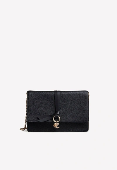 Shop Chloé Alphabet Clutch Bag In Grained Calf Leather In Black