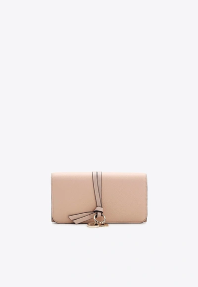 Shop Chloé Alphabet Flap Wallet In Calfskin In Pink