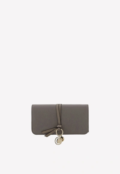 Shop Chloé Alphabet Grained Leather Wallet In Gray